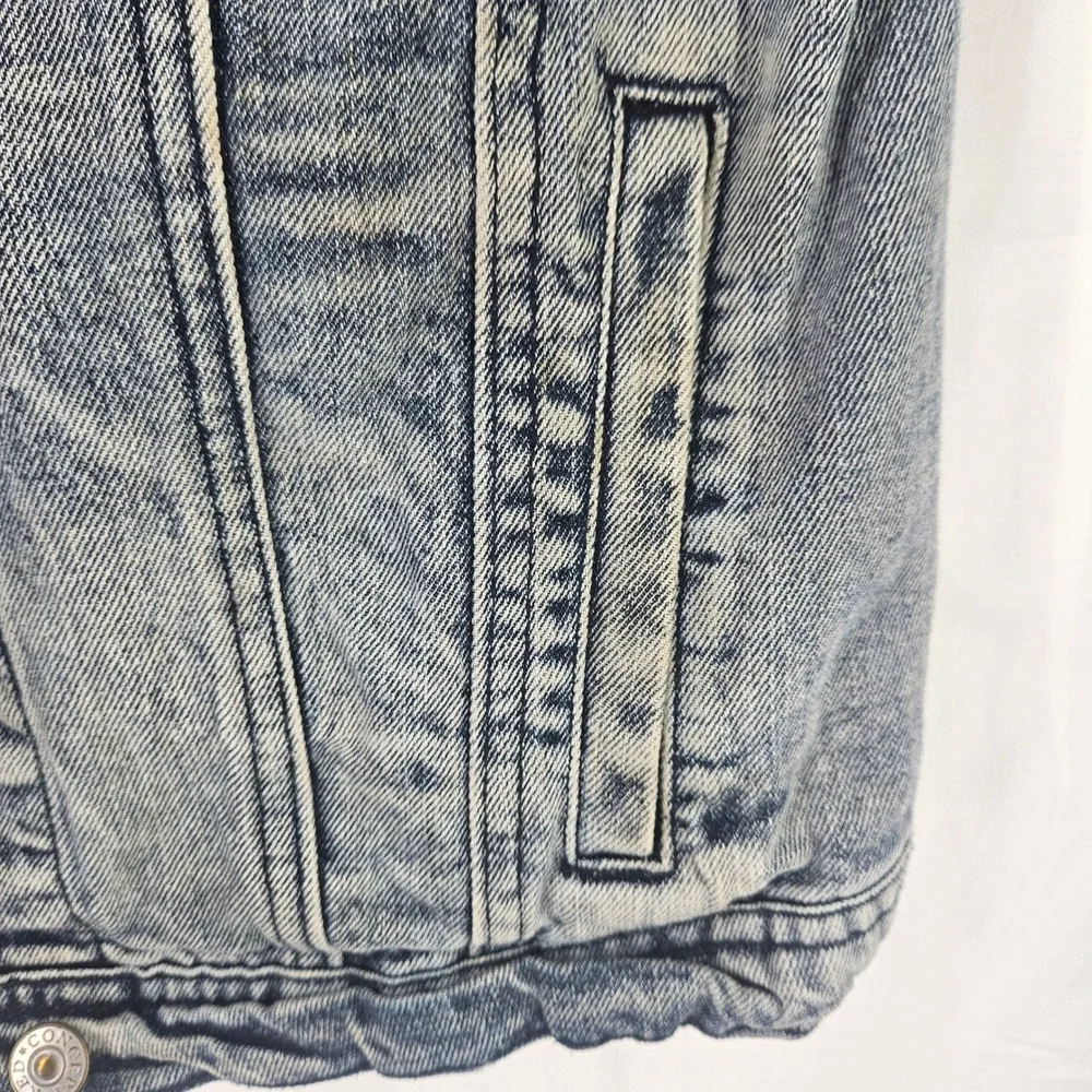 Vintage y2k Distressed Studded Denim Trucker Punk Grunge Jean Jacket Vest‎ Jr Sm